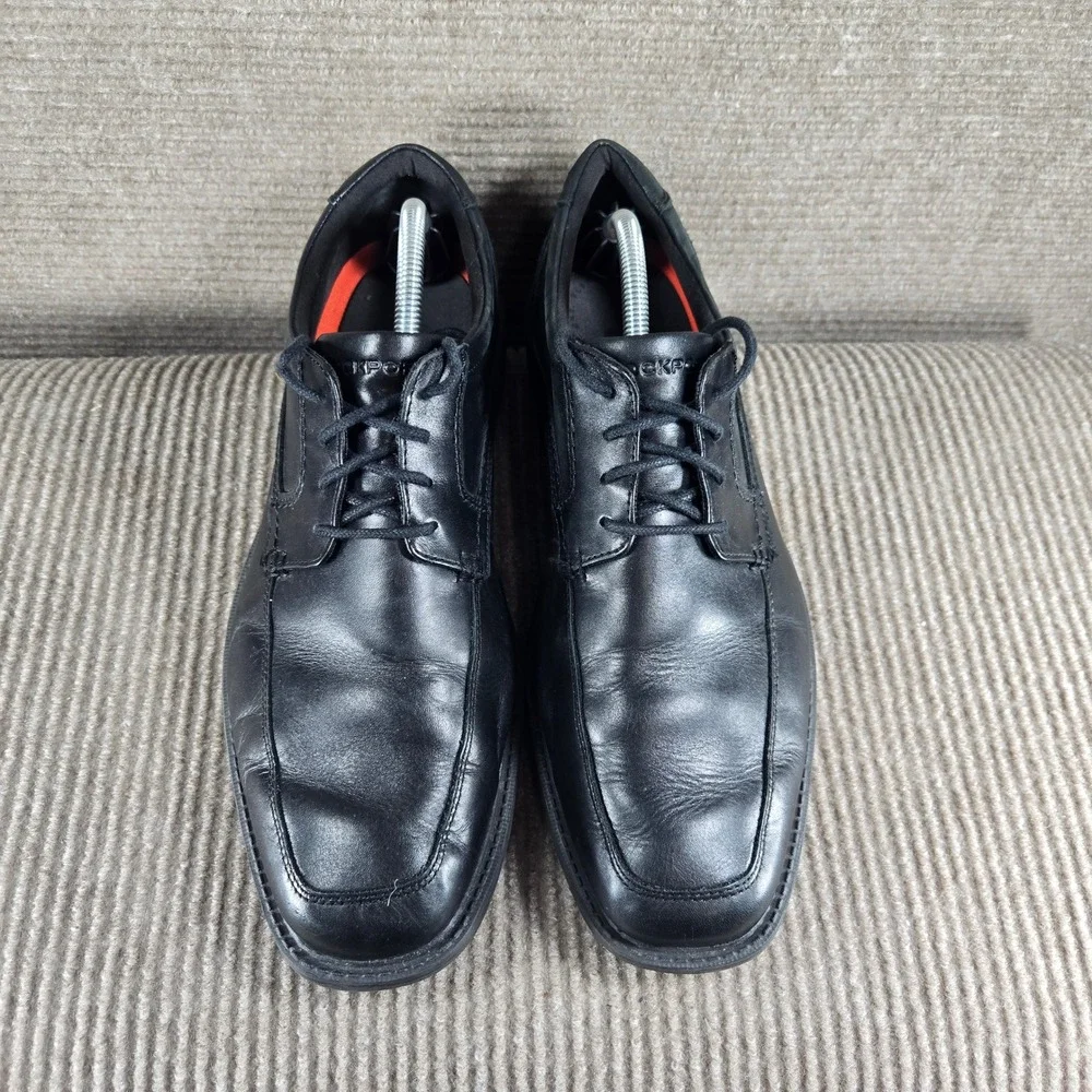 Rockport Mens 10.5 Black Leather Bicycle Toe Lace Up Oxford A13013‎ Dress Shoes